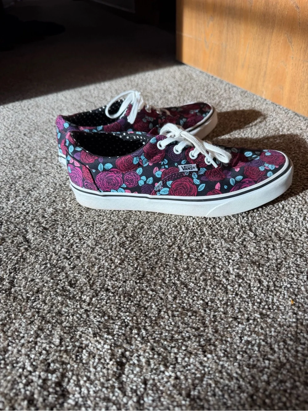 Vans Womens Floral Canvas Sneakers - Purple & Teal - Picture 2 of 9